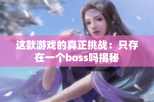 这款游戏的真正挑战：只存在一个boss吗揭秘